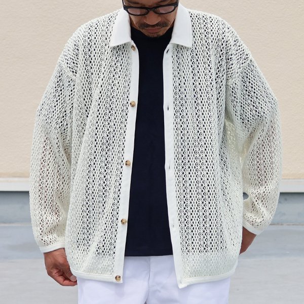 画像3: ハンドクロシェライク ラッセルレース ポロ 長袖 カーディガン 【MADE IN JAPAN】『日本製』【送料無料】/ Upscape Audience