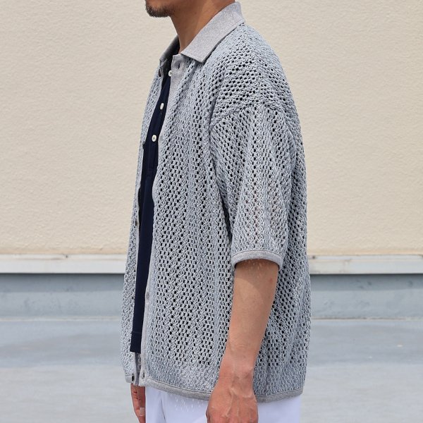 画像4: ハンドクロシェライク ラッセルレース ポロ ハーフスリーブ カーディガン 【MADE IN JAPAN】『日本製』【送料無料】/ Upscape Audience