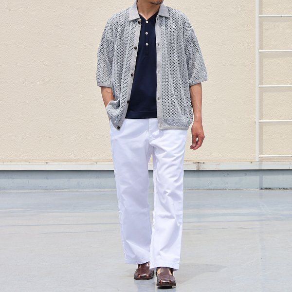 画像5: ハンドクロシェライク ラッセルレース ポロ ハーフスリーブ カーディガン 【MADE IN JAPAN】『日本製』【送料無料】/ Upscape Audience