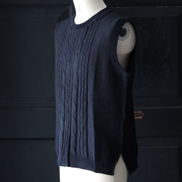 画像3: 【RE PRICE/価格改定】フランスリネンケーブル×鹿の子クルーネックベスト【MADE IN JAPAN】『日本製』/ Upscape Audience