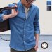 画像1: 【RE PRICE / 価格改定】麻混デニムナローカラーボタンダウン長袖シャツ【MADE IN JAPAN】『日本製』/ Upscape Audience (1)