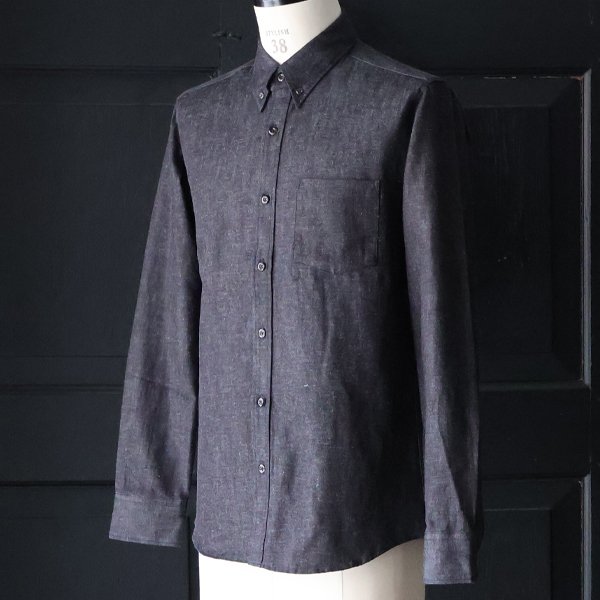 画像3: 【RE PRICE / 価格改定】麻混デニムナローカラーボタンダウン長袖シャツ【MADE IN JAPAN】『日本製』/ Upscape Audience
