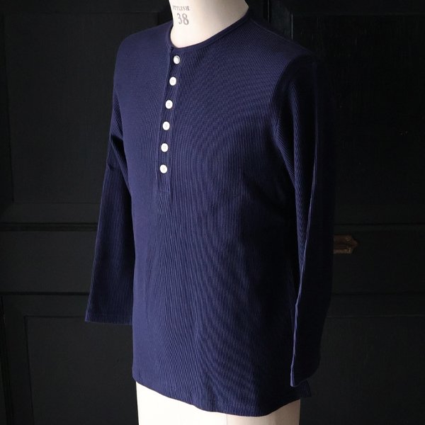 画像4: 【RE PRICE/価格改定】度詰ワッフル1コンチョボタンヘンリーネック7分袖カットソー【MADE IN JAPAN】『日本製』/ Upscape Audience