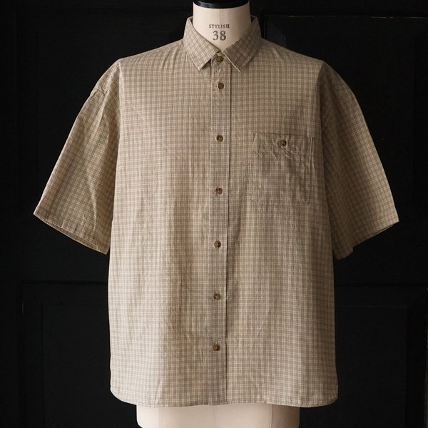画像14: 播州織 ドビーミニチェック レギュラーカラー ボクシーAライン ハーフスリーブ ワーク シャツ【MADE IN JAPAN】『日本製』/ Upscape Audience