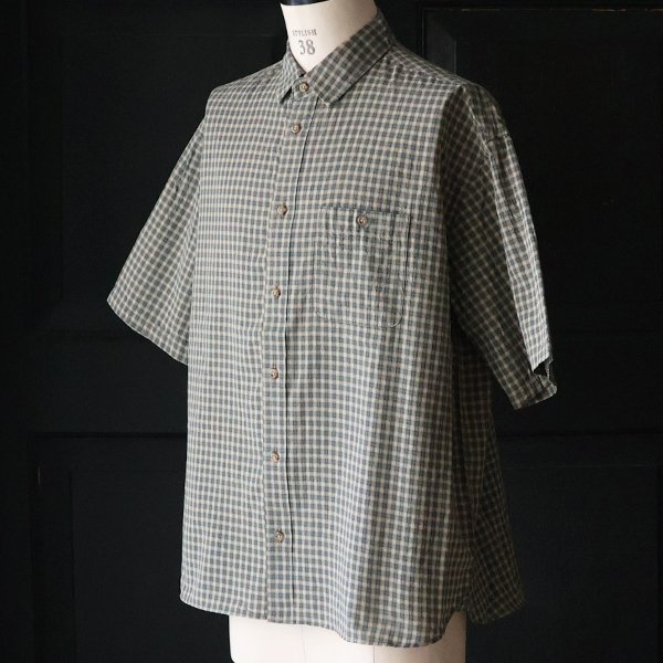 画像11: 播州織 ドビーミニチェック レギュラーカラー ボクシーAライン ハーフスリーブ ワーク シャツ【MADE IN JAPAN】『日本製』/ Upscape Audience