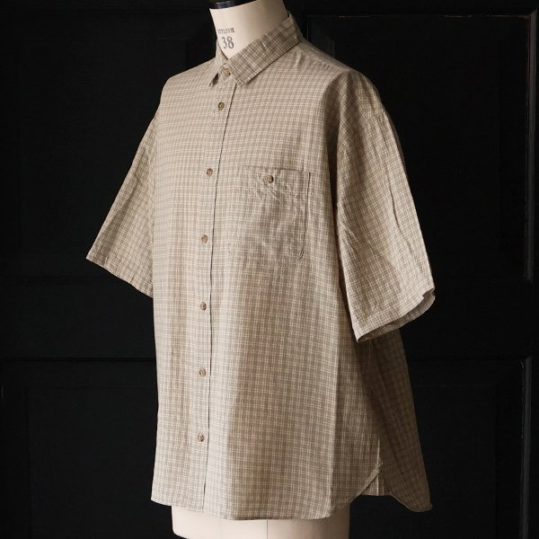 画像15: 播州織 ドビーミニチェック レギュラーカラー ボクシーAライン ハーフスリーブ ワーク シャツ【MADE IN JAPAN】『日本製』/ Upscape Audience
