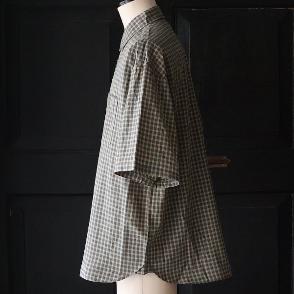 画像12: 播州織 ドビーミニチェック レギュラーカラー ボクシーAライン ハーフスリーブ ワーク シャツ【MADE IN JAPAN】『日本製』/ Upscape Audience