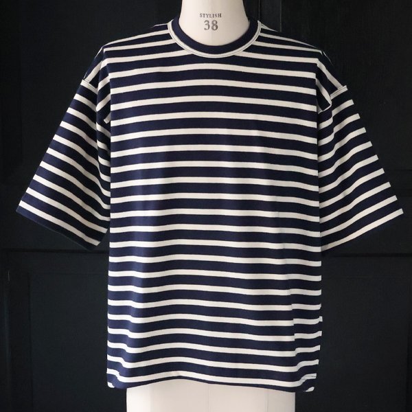 画像9: Basque 10オンス ( バスク天竺 ) フレンチ ボーダー クルーネック ハーフスリーブ バルーンTシャツ【MADE IN JAPAN】『日本製』/ Upscape Audience