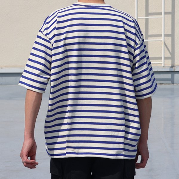 画像4: Basque 10オンス ( バスク天竺 ) フレンチ ボーダー クルーネック ハーフスリーブ バルーンTシャツ【MADE IN JAPAN】『日本製』/ Upscape Audience