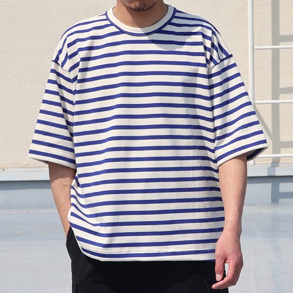 画像3: Basque 10オンス ( バスク天竺 ) フレンチ ボーダー クルーネック ハーフスリーブ バルーンTシャツ【MADE IN JAPAN】『日本製』/ Upscape Audience