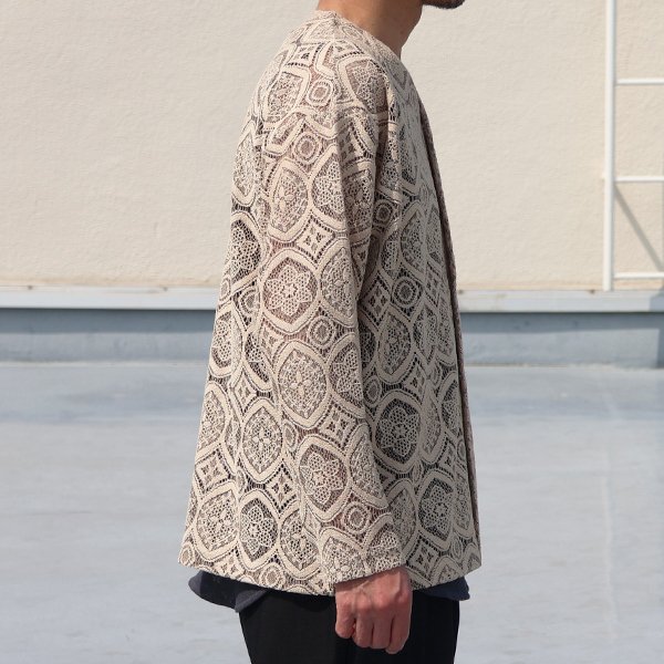 画像4: 「北陸」杢調ジャガードレース 長袖 ベース ボールカーディガン【MADE IN JAPAN】『日本製』/ Upscape Audience