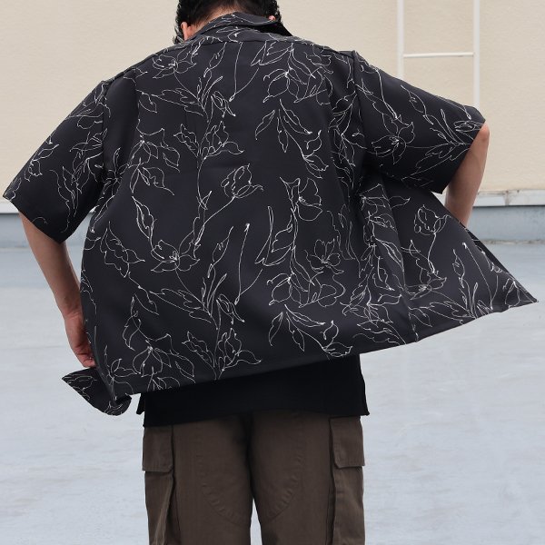 画像9: 「丹後」 ライトアムンゼン(梨地) 捺染 モノトーンフラワー “マシンプリント” オープンカラー ハーフスリーブシャツ【MADE IN JAPAN】『日本製』/ Upscape Audience