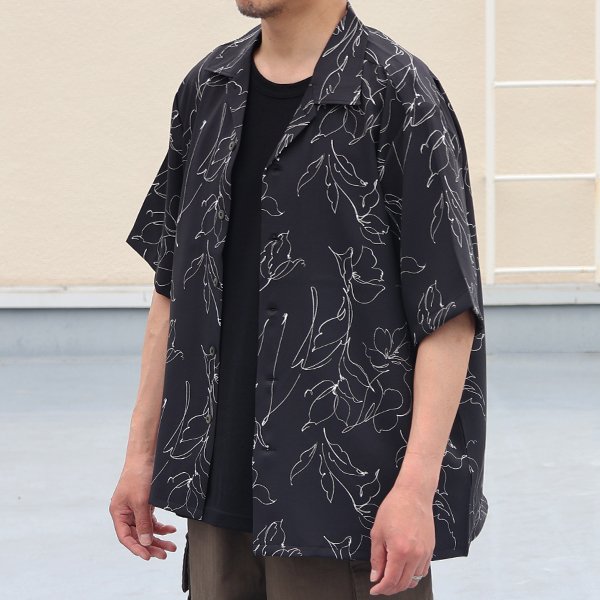 画像8: 「丹後」 ライトアムンゼン(梨地) 捺染 モノトーンフラワー “マシンプリント” オープンカラー ハーフスリーブシャツ【MADE IN JAPAN】『日本製』/ Upscape Audience