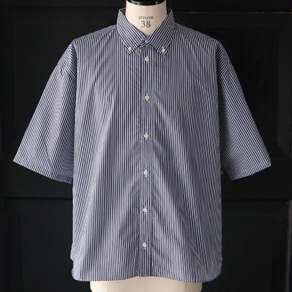 画像19: 吸水速乾・接触冷感・UVカット「多機能TECH 」 コットンライク ストライプ ボタンダウン ボクシーAライン ハーフスリーブシャツ【MADE IN JAPAN】『日本製』/ Upscape Audience