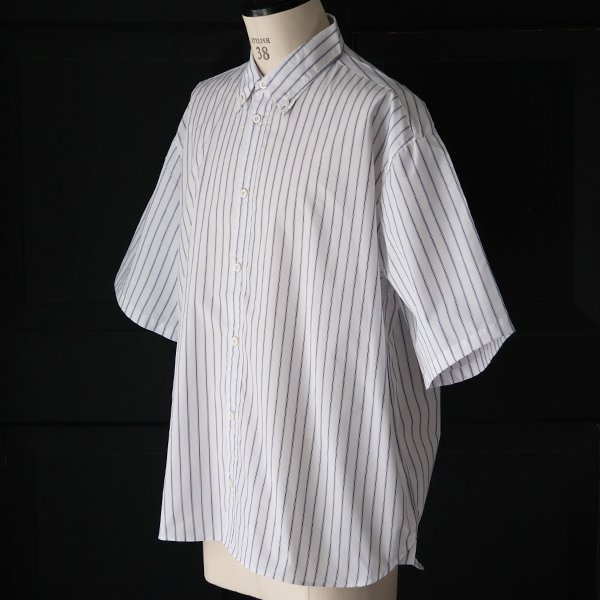 画像12: 吸水速乾・接触冷感・UVカット「多機能TECH 」 コットンライク ストライプ ボタンダウン ボクシーAライン ハーフスリーブシャツ【MADE IN JAPAN】『日本製』/ Upscape Audience