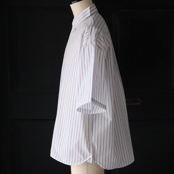画像13: 吸水速乾・接触冷感・UVカット「多機能TECH 」 コットンライク ストライプ ボタンダウン ボクシーAライン ハーフスリーブシャツ【MADE IN JAPAN】『日本製』/ Upscape Audience