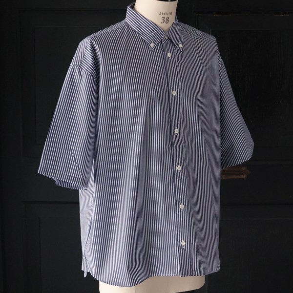 画像23: 吸水速乾・接触冷感・UVカット「多機能TECH 」 コットンライク ストライプ ボタンダウン ボクシーAライン ハーフスリーブシャツ【MADE IN JAPAN】『日本製』/ Upscape Audience