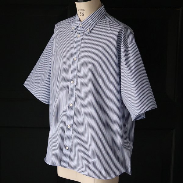 画像16: 吸水速乾・接触冷感・UVカット「多機能TECH 」 コットンライク ストライプ ボタンダウン ボクシーAライン ハーフスリーブシャツ【MADE IN JAPAN】『日本製』/ Upscape Audience