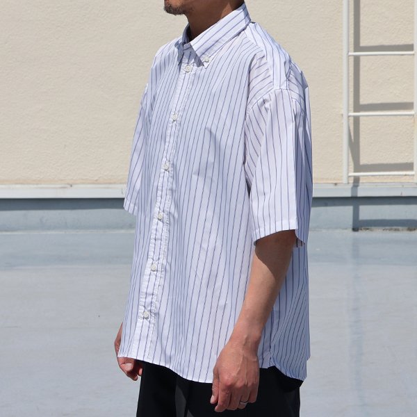 画像5: 吸水速乾・接触冷感・UVカット「多機能TECH 」 コットンライク ストライプ ボタンダウン ボクシーAライン ハーフスリーブシャツ【MADE IN JAPAN】『日本製』/ Upscape Audience