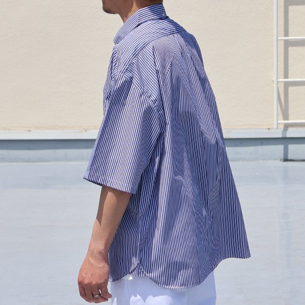 画像9: 吸水速乾・接触冷感・UVカット「多機能TECH 」 コットンライク ストライプ ボタンダウン ボクシーAライン ハーフスリーブシャツ【MADE IN JAPAN】『日本製』/ Upscape Audience