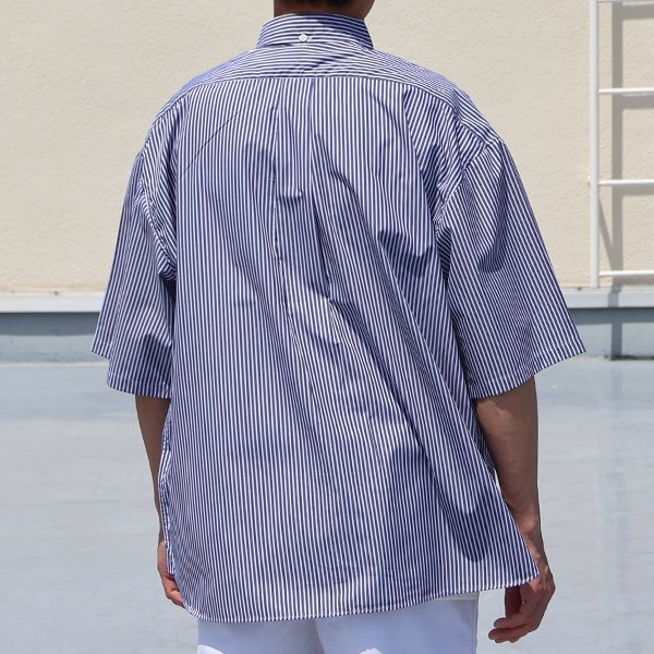 画像10: 吸水速乾・接触冷感・UVカット「多機能TECH 」 コットンライク ストライプ ボタンダウン ボクシーAライン ハーフスリーブシャツ【MADE IN JAPAN】『日本製』/ Upscape Audience