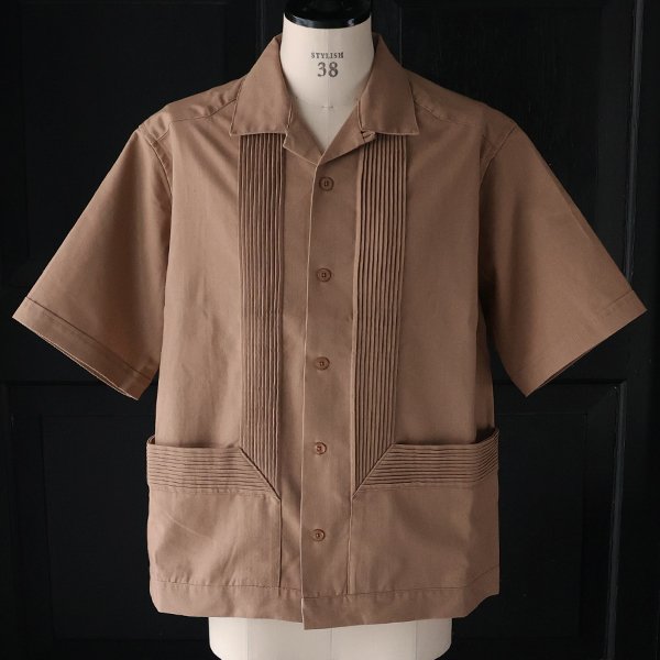 画像16: 綿麻ビンテージキャンバス ピンタック ハーフスリーブ オープンカラーシャツ / Audience