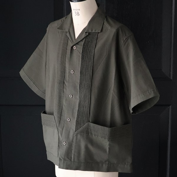 画像11: 綿麻ビンテージキャンバス ピンタック ハーフスリーブ オープンカラーシャツ / Audience