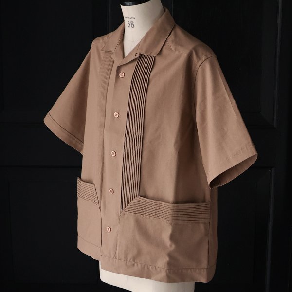 画像17: 綿麻ビンテージキャンバス ピンタック ハーフスリーブ オープンカラーシャツ / Audience