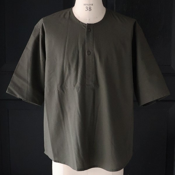 画像13: 綿麻ビンテージキャンバス スリーピング ヘンリー ハーフスリーブシャツ / Audience