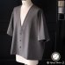 画像1: NaturemierTM (ナチュレミア) TECH リネンライク トロワッシャー ハーフスリーブ 3ボタン ノーカラージャケット【MADE IN JAPAN】『日本製』/ Upscape Audience (1)
