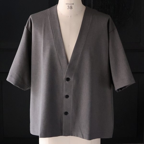 画像9: NaturemierTM (ナチュレミア) TECH リネンライク トロワッシャー ハーフスリーブ 3ボタン ノーカラージャケット【MADE IN JAPAN】『日本製』/ Upscape Audience