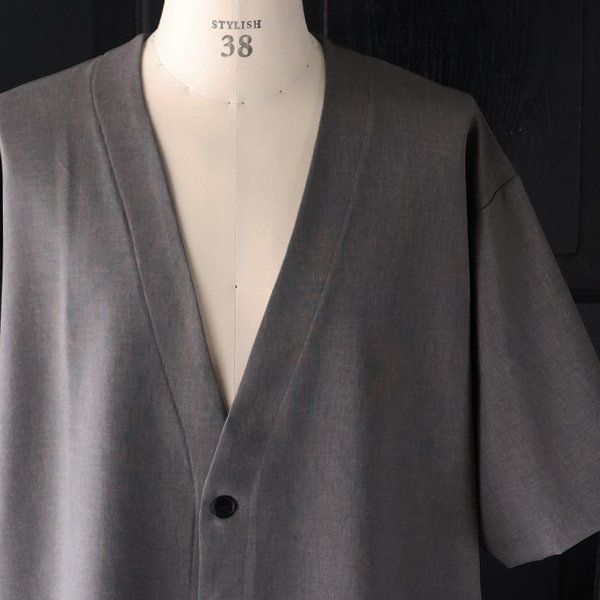 画像14: NaturemierTM (ナチュレミア) TECH リネンライク トロワッシャー ハーフスリーブ 3ボタン ノーカラージャケット【MADE IN JAPAN】『日本製』/ Upscape Audience