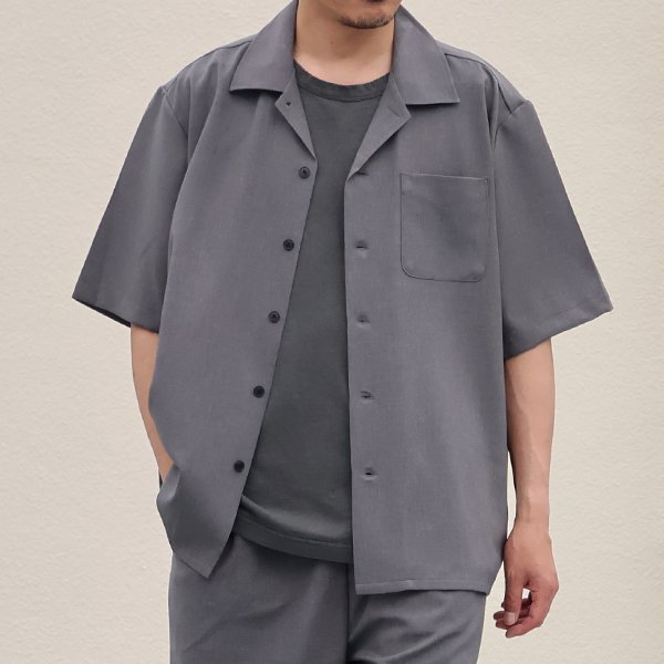 画像3: NaturemierTM(ナチュレミア)TECH リネンライクトロワッシャー オープンカラー ハーフスリ ーブシャツ【MADE IN JAPAN】『日本製』/ Upscape Audience