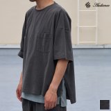 ピグメント 米綿（USAコットン）16/-天竺（8.45オンス）胸ポケ付き サイドスリット ボクシーAライン ビッグ Tシャツ / Audience