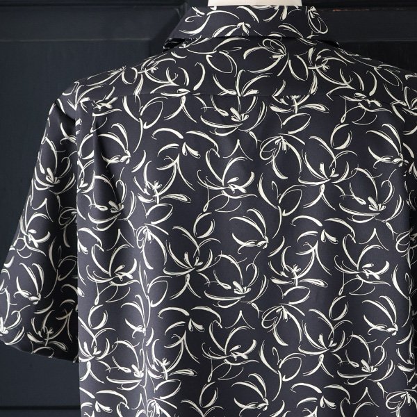 画像15: 「丹後」 ライトアムンゼン(梨地) 捺染 モノトーンフラワー “マシンプリント” オープンカラー ハーフスリーブシャツ【MADE IN JAPAN】『日本製』/ Upscape Audience