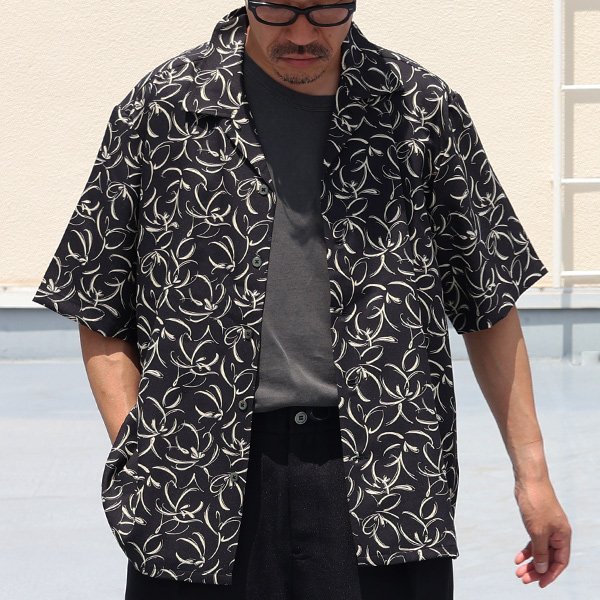 画像5: 「丹後」 ライトアムンゼン(梨地) 捺染 モノトーンフラワー “マシンプリント” オープンカラー ハーフスリーブシャツ【MADE IN JAPAN】『日本製』/ Upscape Audience