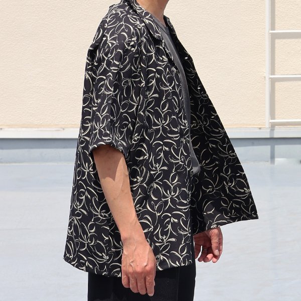 画像6: 「丹後」 ライトアムンゼン(梨地) 捺染 モノトーンフラワー “マシンプリント” オープンカラー ハーフスリーブシャツ【MADE IN JAPAN】『日本製』/ Upscape Audience