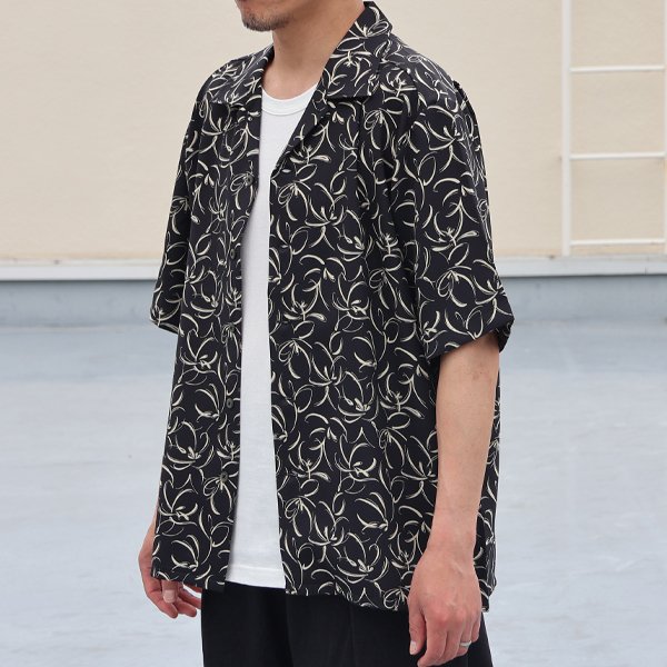 画像3: 「丹後」 ライトアムンゼン(梨地) 捺染 モノトーンフラワー “マシンプリント” オープンカラー ハーフスリーブシャツ【MADE IN JAPAN】『日本製』/ Upscape Audience