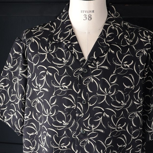 画像13: 「丹後」 ライトアムンゼン(梨地) 捺染 モノトーンフラワー “マシンプリント” オープンカラー ハーフスリーブシャツ【MADE IN JAPAN】『日本製』/ Upscape Audience