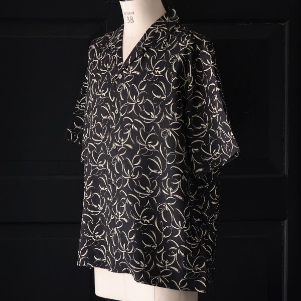 画像9: 「丹後」 ライトアムンゼン(梨地) 捺染 モノトーンフラワー “マシンプリント” オープンカラー ハーフスリーブシャツ【MADE IN JAPAN】『日本製』/ Upscape Audience