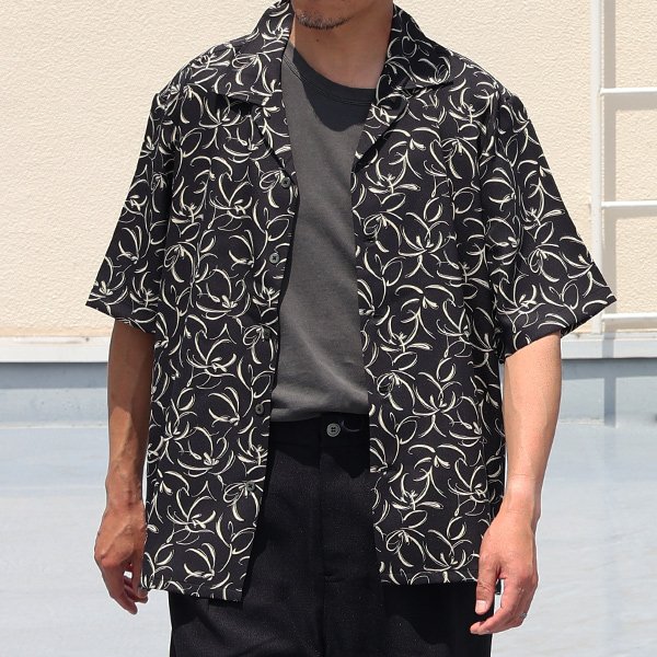 画像17: 「丹後」 ライトアムンゼン(梨地) 捺染 モノトーンフラワー “マシンプリント” オープンカラー ハーフスリーブシャツ【MADE IN JAPAN】『日本製』/ Upscape Audience