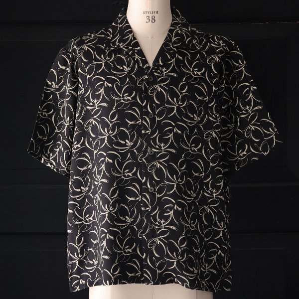 画像8: 「丹後」 ライトアムンゼン(梨地) 捺染 モノトーンフラワー “マシンプリント” オープンカラー ハーフスリーブシャツ【MADE IN JAPAN】『日本製』/ Upscape Audience