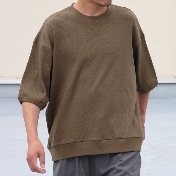 画像2: 「泉州」ハニカムサマーニット（7.45オンス）ガゼットクルーネック ハーフスリーブ スウェットライクTシャツ【MADE IN JAPAN】『日本製』 / Upscape Audience