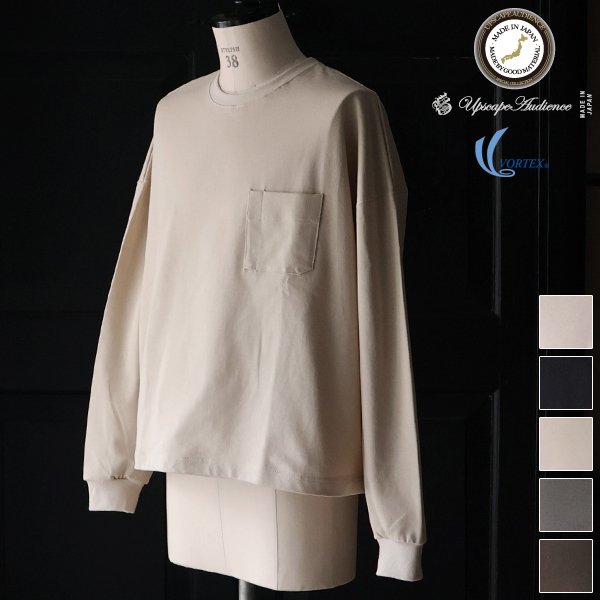 画像1: VORTEX® 8オンス (MVS天竺) グラスポケッ ト付き ボクシー クロップド 長袖 Tシャツ【MADE IN JAPAN】『日本製』/ Upscape Audience