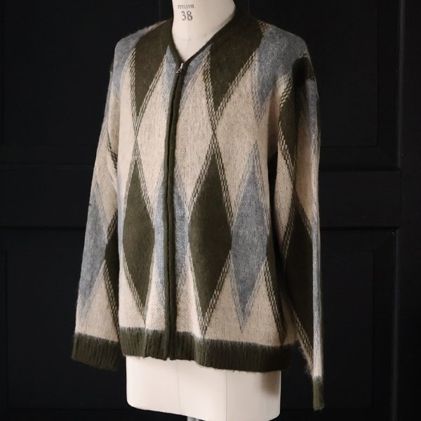 画像6: TOWNCRAFT タウンクラフト(tc25f017) / シャギー ヴィンテージパターン ZIP カーディガン