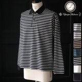 透湿・UVカット「多機能COTTON」 引揃ハイゲージ天竺 & ボーダー (7オンス) ラグビーポロ 長袖 Tシャツ【MADE IN JAPAN】『日本製』/ Upscape Audience