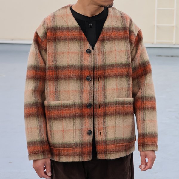 画像2: ECOLANA シャギーチェック ノーカラージャケット【MADE IN JAPAN】『日本製』【送料無料】 / Upscape Audience