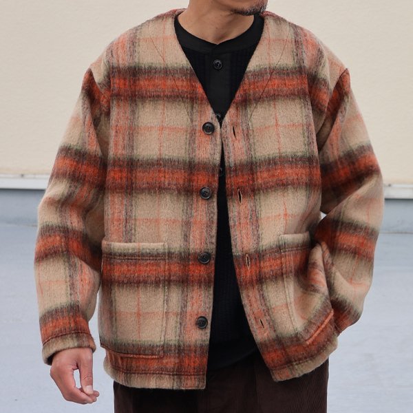 画像3: ECOLANA シャギーチェック ノーカラージャケット【MADE IN JAPAN】『日本製』【送料無料】 / Upscape Audience