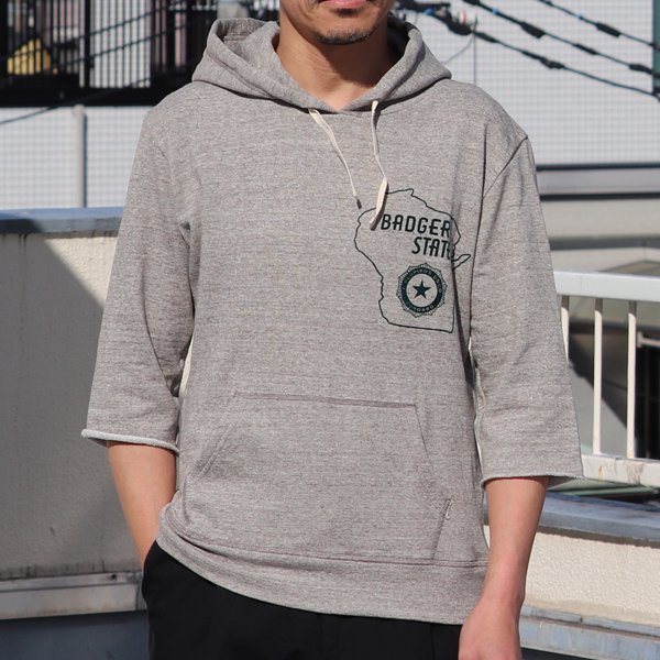 画像4: 【RE PRICE / 価格改定】粗挽きmix杢ミニ裏毛6分袖プルオーバーパーカー 【MADE IN JAPAN】 / Upscape Audience