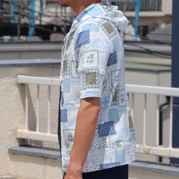 画像5: 【RE PRICE / 価格改定】バンダナパッチワークプリント5分袖ダブルジップパーカー 【MADE IN JAPAN】 / Upscape Audience